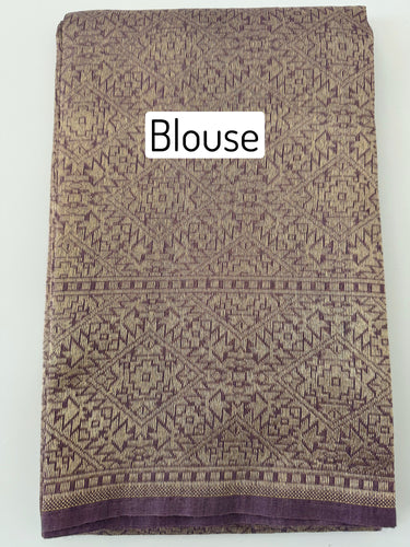 Banarasi Tissue Silk Alfi Saree | Light Greyish Purple | Gold & Silver Zari | Handwoven | Silk Mark Certified | Ships from California